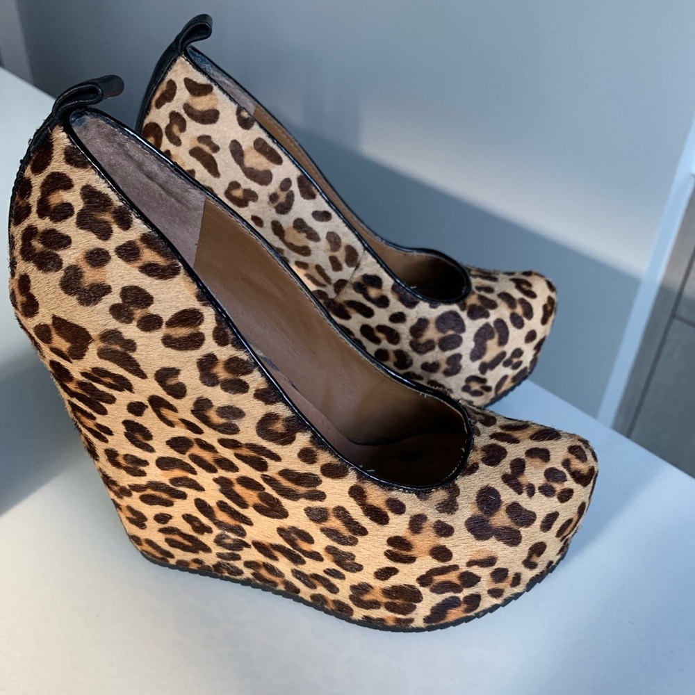 Aldo Leopard suede wedge